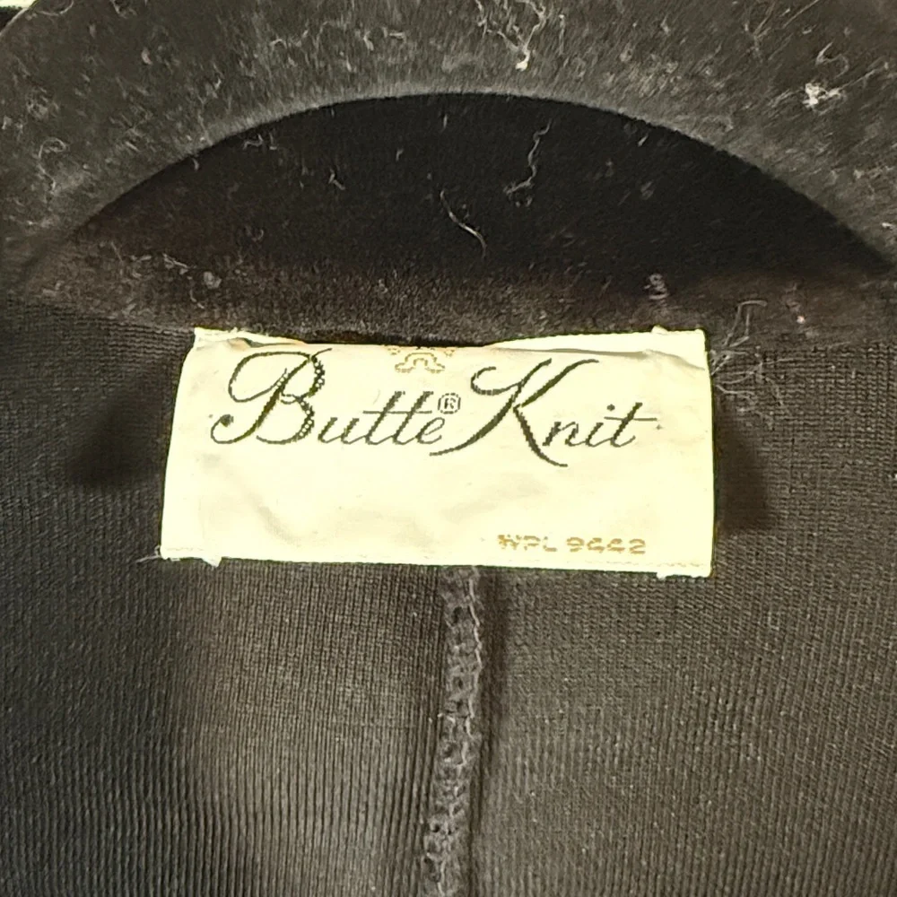 Vintage Butte Knit Black Velvet 2 Button Blazer Size Medium